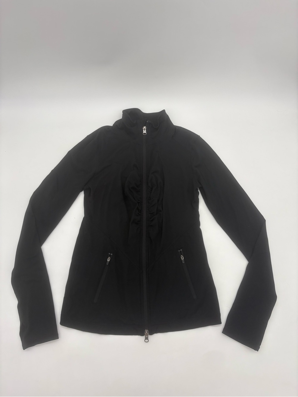 Zella Black Full Zip Ruched Athletic Jacket Size Small